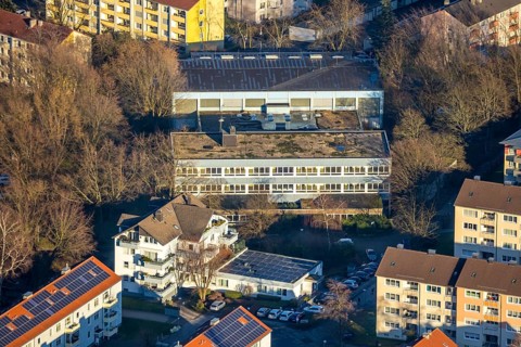 Aerial photo, closed Gustav-Heinemann-Schule, Holthausstraße, Schwelm, Ruhr area, North