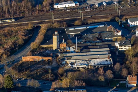 Aerial view, former Zassenhaus site, redevelopment for discounter, Schwelm, Ruhr area, North