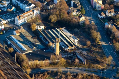 Aerial view, former Zassenhaus site, redevelopment for discounter, Schwelm, Ruhr area, North