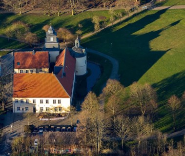 Aerial view, Schloss Martfeld, Schwelm, Ruhr area, North Rhine-Westphalia, Germany, castle, DE,