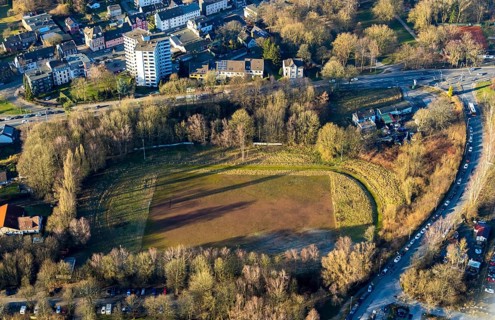 Aerial view, sports ground VfB Schwelm e.V., Schwelm, Ruhr area, North Rhine-Westphalia, Germany,