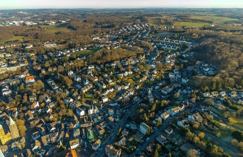 Aerial view, city centre view, old town, residential area, Schwelm, Ruhr area, North