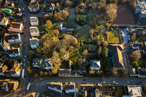 Aerial view, park and green area Hauptstraße Ehrenberger Straße, Schwelm, Ruhr area, North