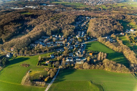 Aerial view, local view Linderhausen, view to Sprockhövel, Schwelm, Ruhr area, North