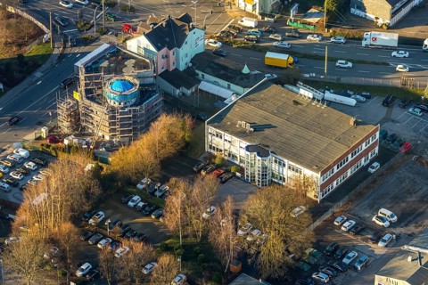 Aerial view, mosque Deutsch-Türkischer-Verein, Hattinger Straße, REHCURA GmbH Zeitarbeitsagentur,