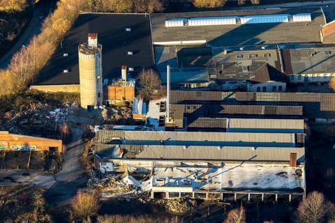Aerial view, former Zassenhaus site, redevelopment for discounter, Schwelm, Ruhr area, North