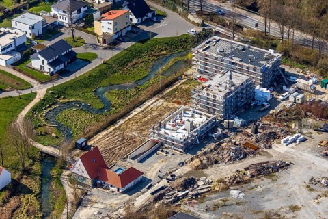 Aerial photo, Uferhaus am Soestbach construction area, Soest, Soester Börde, North