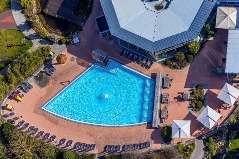 Aerial view, AquaFun, AquaSpa, sauna world and bathing world, Soest, Soester Börde, North