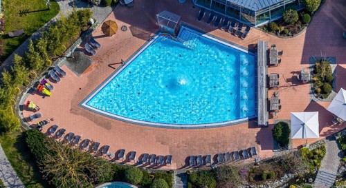 Aerial view, AquaFun, AquaSpa, sauna world and bathing world, Soest, Soester Börde, North