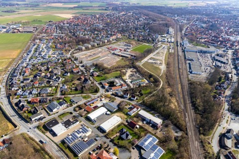 Aerial view, Teinenkamp development area, former Jahnplatz, Soest, Soester Börde, North