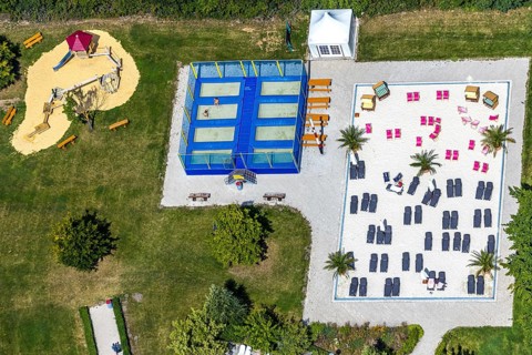 Aerial view, adventure pool, Aqua Spa and Aqua Fun Soest, outdoor pool, bathers, Soest, Soester