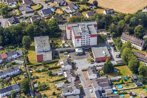 Aerial view, Jochen-Klepper-Haus, nursing home, Menden, Sauerland, Märkischer Kreis, North
