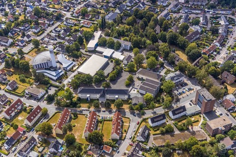 Aerial view, Bonifatiusschule, sports hall Bonifatiusschule Platte Heide, community primary school