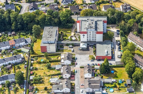 Aerial view, Jochen-Klepper-Haus, nursing home, Menden, Sauerland, Märkischer Kreis, North