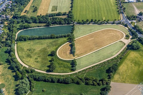 Aerial photo, horse racecourse, Mörs, Ruhr area, North Rhine-Westphalia, Germany, DE, Europe,