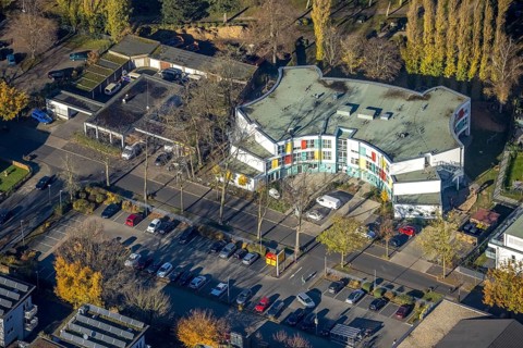 Aerial view, Grafschafter Diakonie Haus für Jung und Alt, Johannes Kindergarten Meerbeck, Blücher