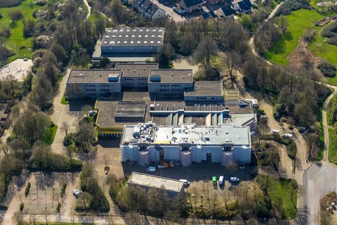 Aerial photo, comprehensive school Saarn, renovation, vocational school, Berufskolleg Lehner