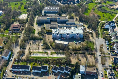 Aerial photo, comprehensive school Saarn, renovation, vocational school, Berufskolleg Lehner