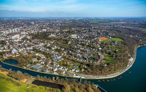 Aerial photo, overview Mühlheim, centre-east, Holthausen, Mülheim an der Ruhr, Ruhr area, North