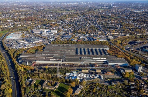 Aerial view, factory site Vallourec Germany steel manufacturer, Dümpten - West, Mülheim an der