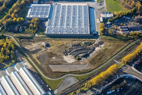 Aerial view, Aldi Süd, open space, construction area, Styrum - Süd, Mülheim an der Ruhr, Ruhr area,