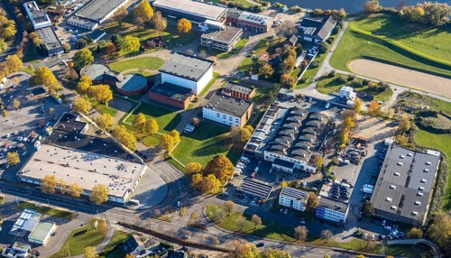 Aerial view, industrial estate Moritzstraße, Steinkampstraße, Styrum - Süd, Mülheim an der Ruhr,