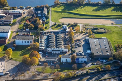 Aerial view, industrial estate Moritzstraße, Steinkampstraße, Styrum - Süd, Mülheim an der Ruhr,