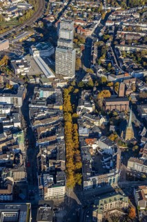 Aerial view, Dickswall skyscrapers, catholic church St. Mariae-Geburt, evang. Petrikirche, Altstadt