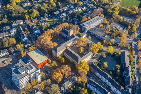 Aerial view, school centre, Städt. Realschule Stadtmitte, Gymnasium Otto-Pankok-Schule,