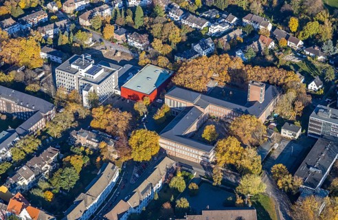 Aerial view, school centre, Städt. Realschule Stadtmitte, Gymnasium Otto-Pankok-Schule,