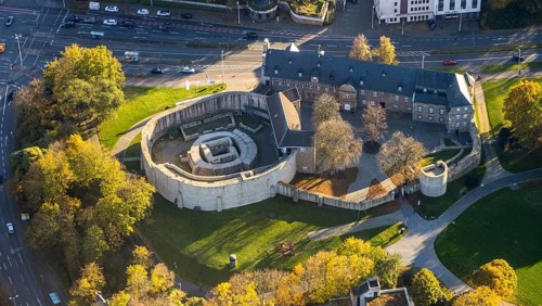 Aerial view, Broich Castle, Broich - East, Mülheim an der Ruhr, Ruhr area, North Rhine-Westphalia,