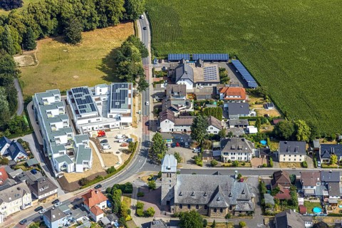 Aerial photo, construction site, Heidestrasse development area, Menden, Sauerland, Märkischer