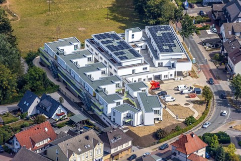 Aerial photo, construction site, Heidestrasse development area, Menden, Sauerland, Märkischer