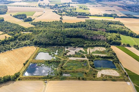 Aerial view, former sewage sludge landfill, Menden, Sauerland, Märkischer Kreis, North