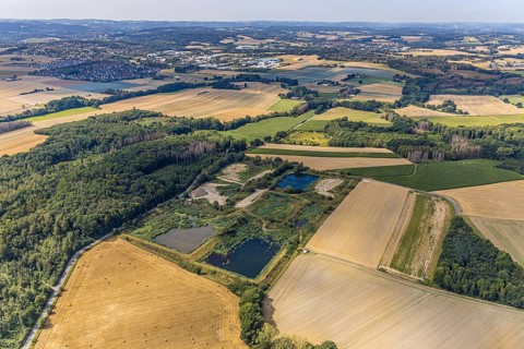 Aerial view, former sewage sludge landfill, Menden, Sauerland, Märkischer Kreis, North