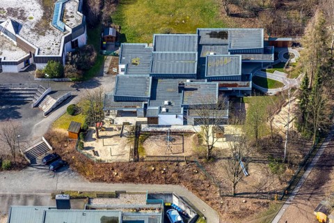 Aerial photo, Kindergarten St. Franziskus, Meschede, Sauerland, North Rhine-Westphalia, Germany,