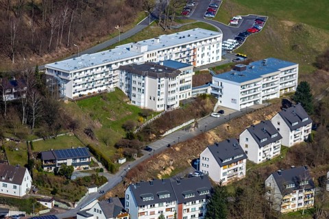 Aerial view, day care DRK Meschede, Meschede, Sauerland, North Rhine-Westphalia, Germany, DE,