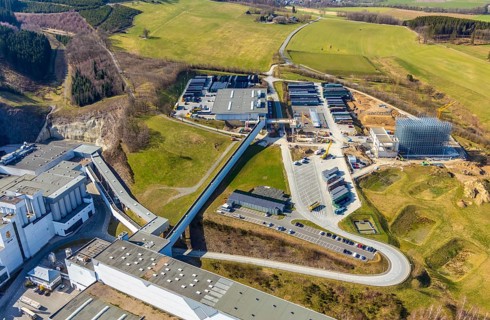 Aerial view, Brewery C.& A. VELTINS GmbH & Co. KG, new construction high-bay warehouse,