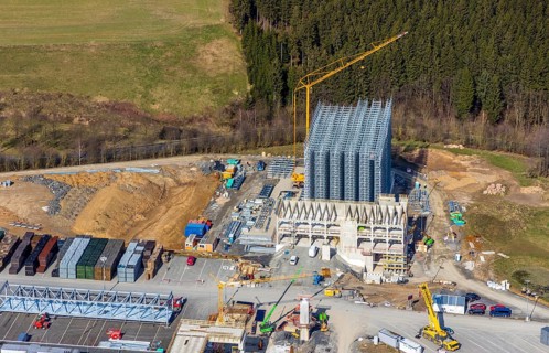 Aerial view, Brewery C.& A. VELTINS GmbH & Co. KG, new construction high-bay warehouse,