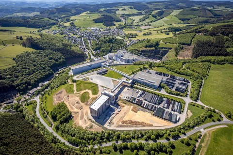 Aerial view, Brewery C.& A. VELTINS GmbH & Co. KG, new construction high-bay warehouse,