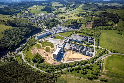 Aerial view, Brewery C.& A. VELTINS GmbH & Co. KG, new construction high-bay warehouse,