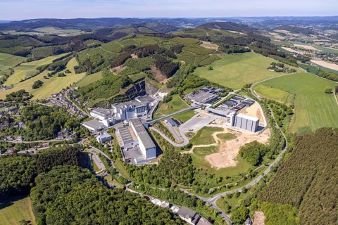 Aerial view, Brewery C.& A. VELTINS GmbH & Co. KG, new construction high-bay warehouse,