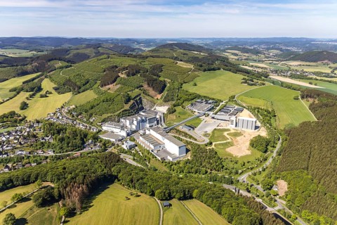 Aerial view, Brewery C.& A. VELTINS GmbH & Co. KG, new construction high-bay warehouse,