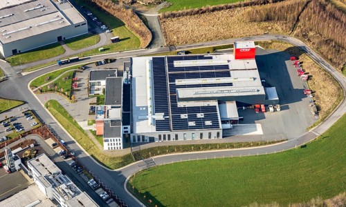 Aerial view, industrial estate Enste-Nord, Maschinenbau SH Anbaugeräte GmbH, Enste, Meschede,