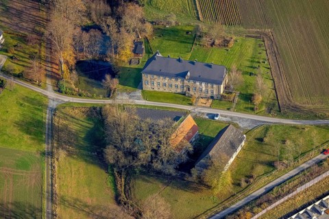 Aerial view, Former Galilee Monastery, Enste, Meschede, Sauerland, North Rhine-Westphalia, Germany,