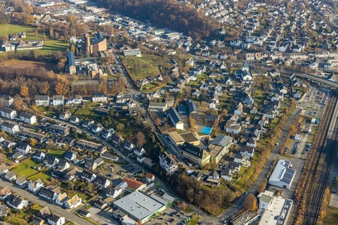 Aerial view, St. Walburga-Realschule, Kloster Abtei Königsmünster mit Gymnasium der Benediktiner,