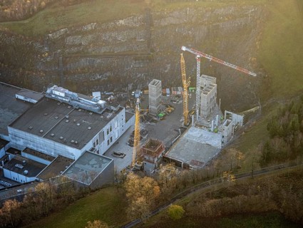 Aerial view, Brewery C.& A. VELTINS GmbH & Co. KG, construction site, Grevenstein, Meschede,