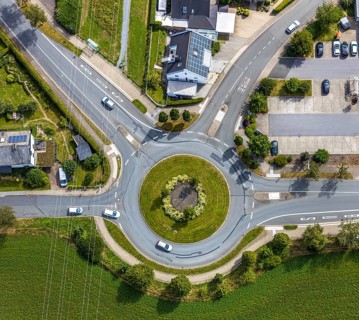 Aerial view, roundabout, Im Schlahbruch, Meschede, Sauerland, Hochsauerlandkreis, North