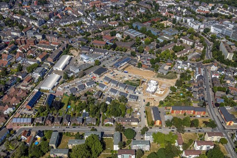 Aerial photo, new development area, construction project Teutonenstraße, Vinn, Mörs, Ruhr area,