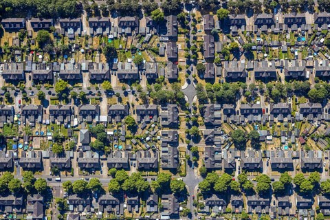 Aerial photograph, miners' housing estate Moseler Straße, Lippestraße, Marienburger Straße,